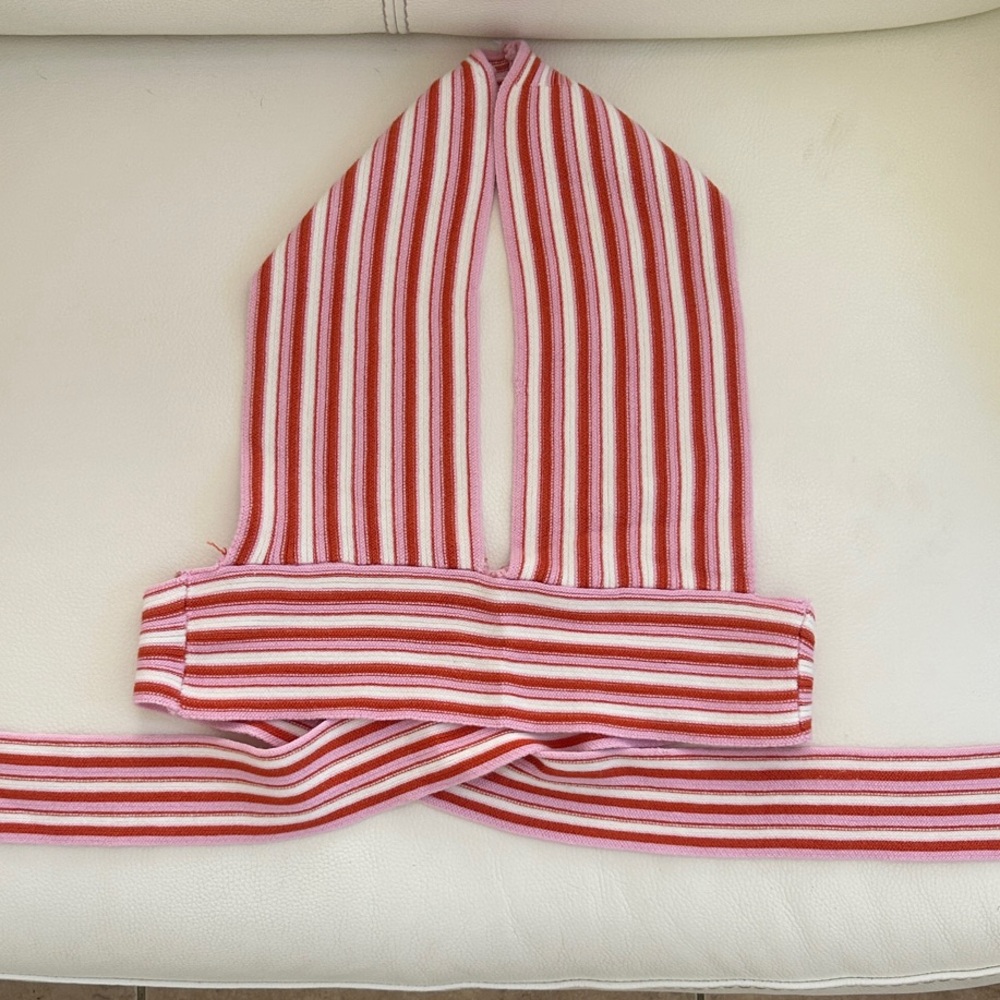 Striped Halter Top in Pink and Red